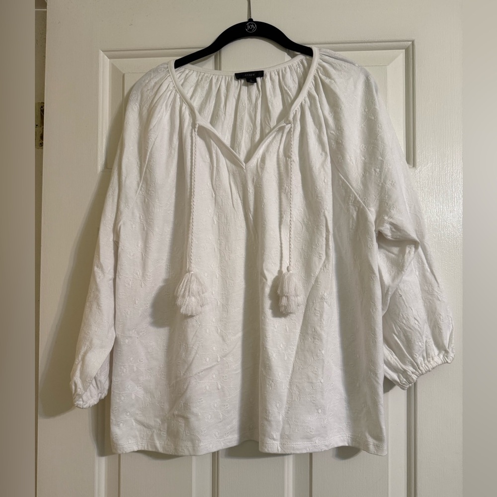J. Crew Peasant style cotton eyelet blouse